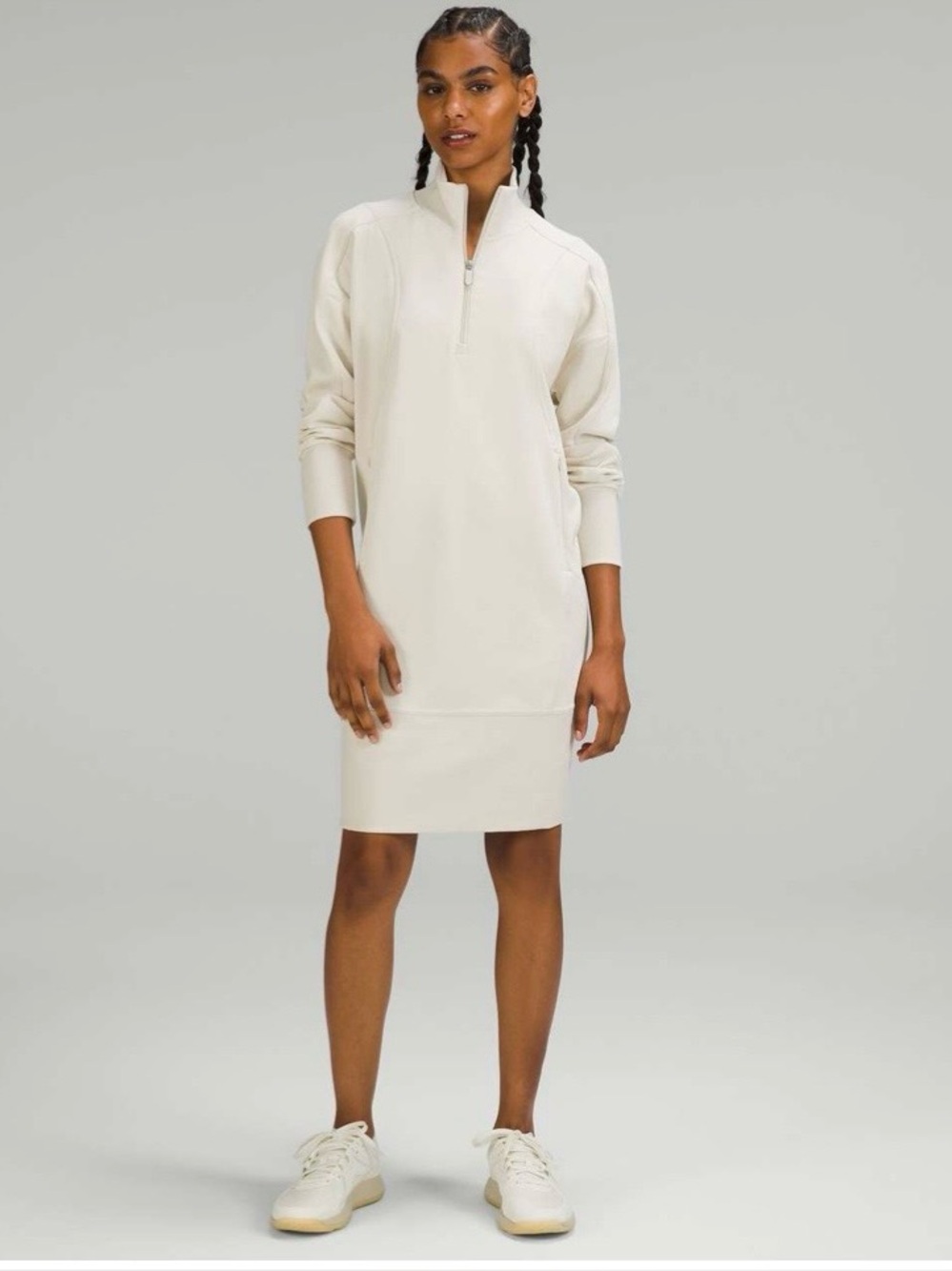 Lululemon Softstreme Long-Sleeve Half-Zip Dress Natural Ivory Size 6
